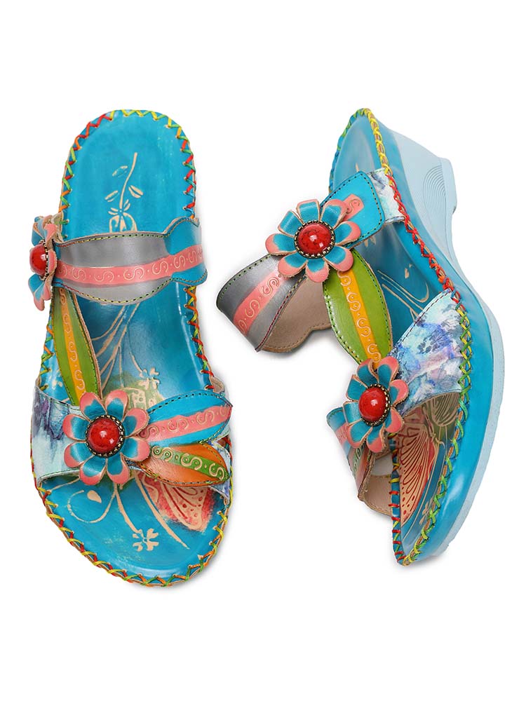 Sandales Gwen à motif floral en relief