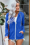 Veste à capuche zippée bleue décontractée