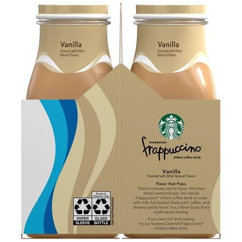 Starbucks Frappuccino, Boisson au café glacé vanille, Bouteilles de 280 ml (Lot de 4)