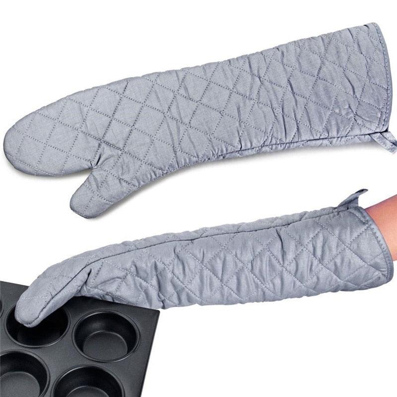 Gants de cuisine de 58 cm de long, résistants à la chaleur, en coton pour barbecue, cuisson et pâtisserie. Accessoires de cuisine, gants de cuisine résistants à la chaleur, utilisables pour le grill, la cuisine et le barbecue.