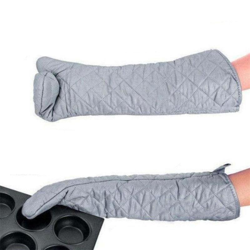 Gants de cuisine de 58 cm de long, résistants à la chaleur, en coton pour barbecue, cuisson et pâtisserie. Accessoires de cuisine, gants de cuisine résistants à la chaleur, utilisables pour le grill, la cuisine et le barbecue.