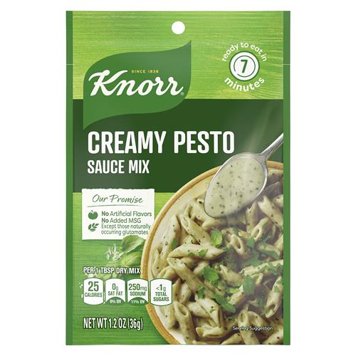 Mélange de sauce Knorr, sauce crémeuse pour pâtes au pesto pour des repas et accompagnements simples, sans arômes artificiels, sans glutamate de sodium ajouté, 34 g