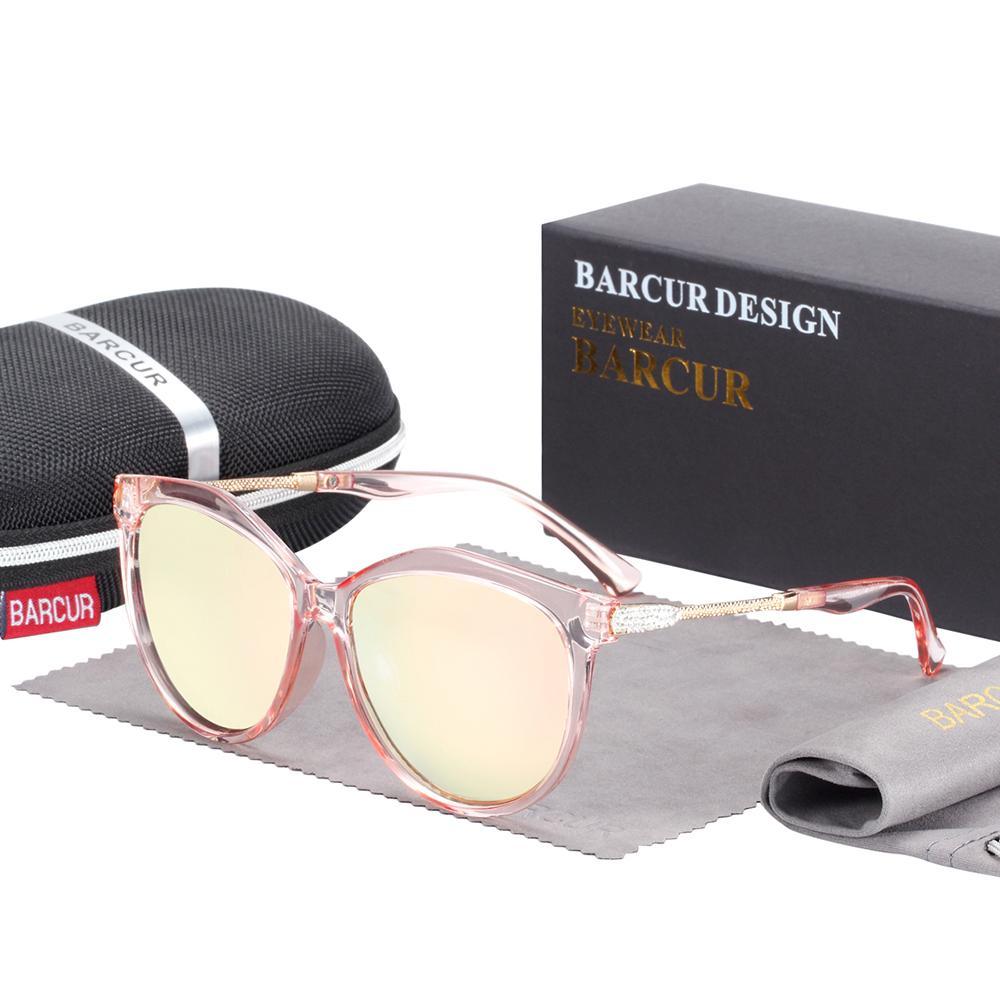 Stevvex - Lunettes de soleil polarisées œil de chat pour femme, verres dégradés ronds, oculos lunette de soleil femme