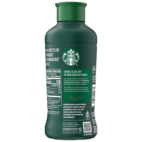 Café glacé torréfié moyen Starbucks, noir non sucré, bouteille de 1,42 L