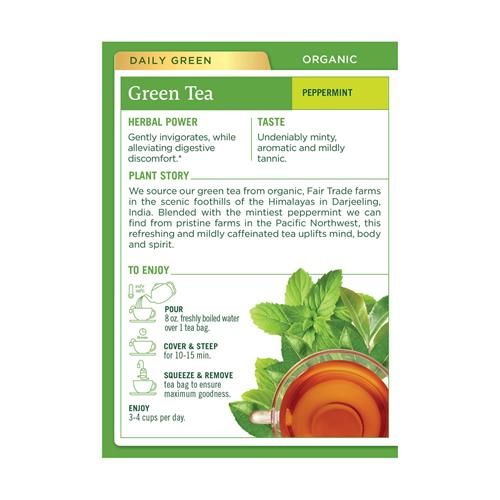 Traditional Medicinals, Thé vert menthe poivrée biologique, 16 sachets