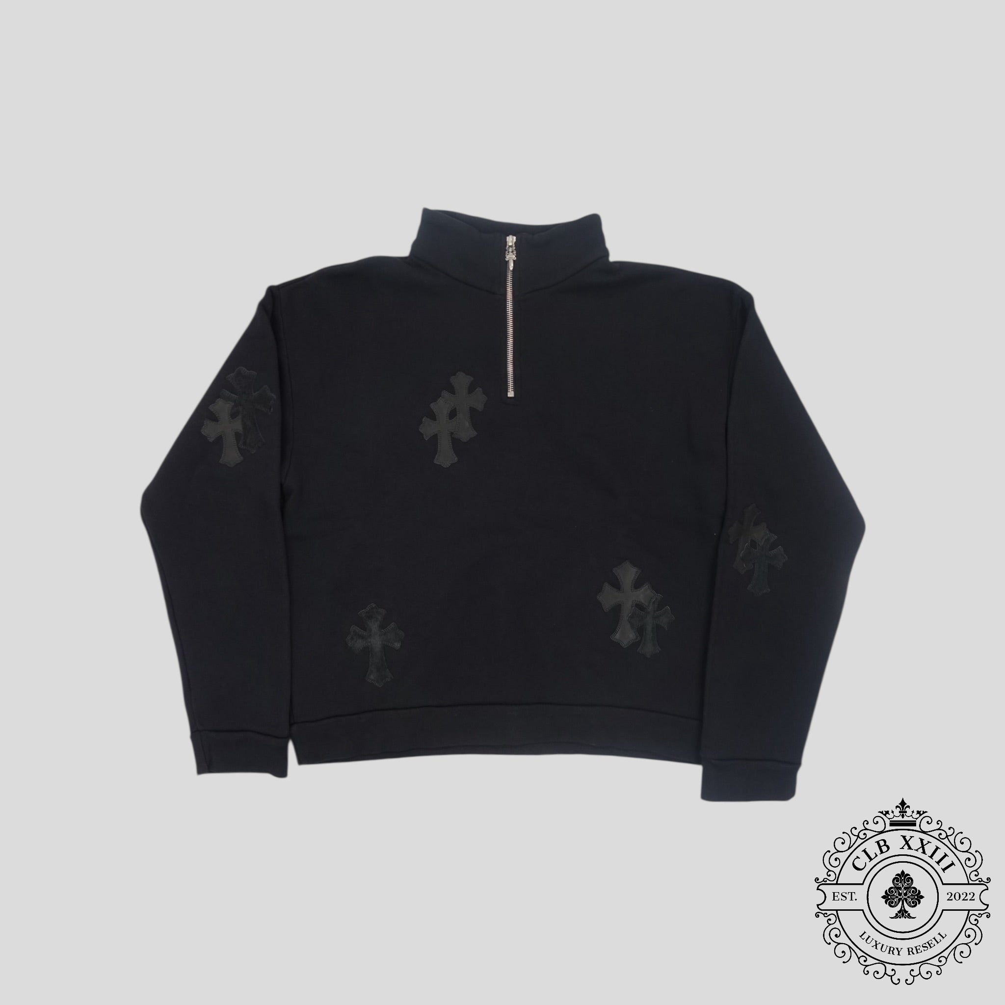 Chrome Hearts Quarter Zip en poil de poney noir