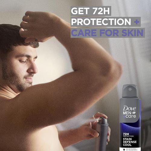 Dove Men+Care Anti-transpirant Déodorant Anti-Taches Fraîcheur Sèche en Vaporisateur pour Homme Anti-Marques Blanches et Jaunes, Protection Anti-Transpiration et Odeurs 72H avec Technologie Triple Protection 107g