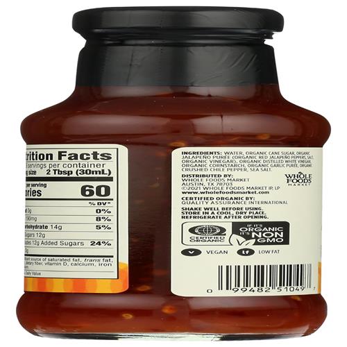 Whole Foods Market, Sauce Chili Douce Bio, 9 Fz