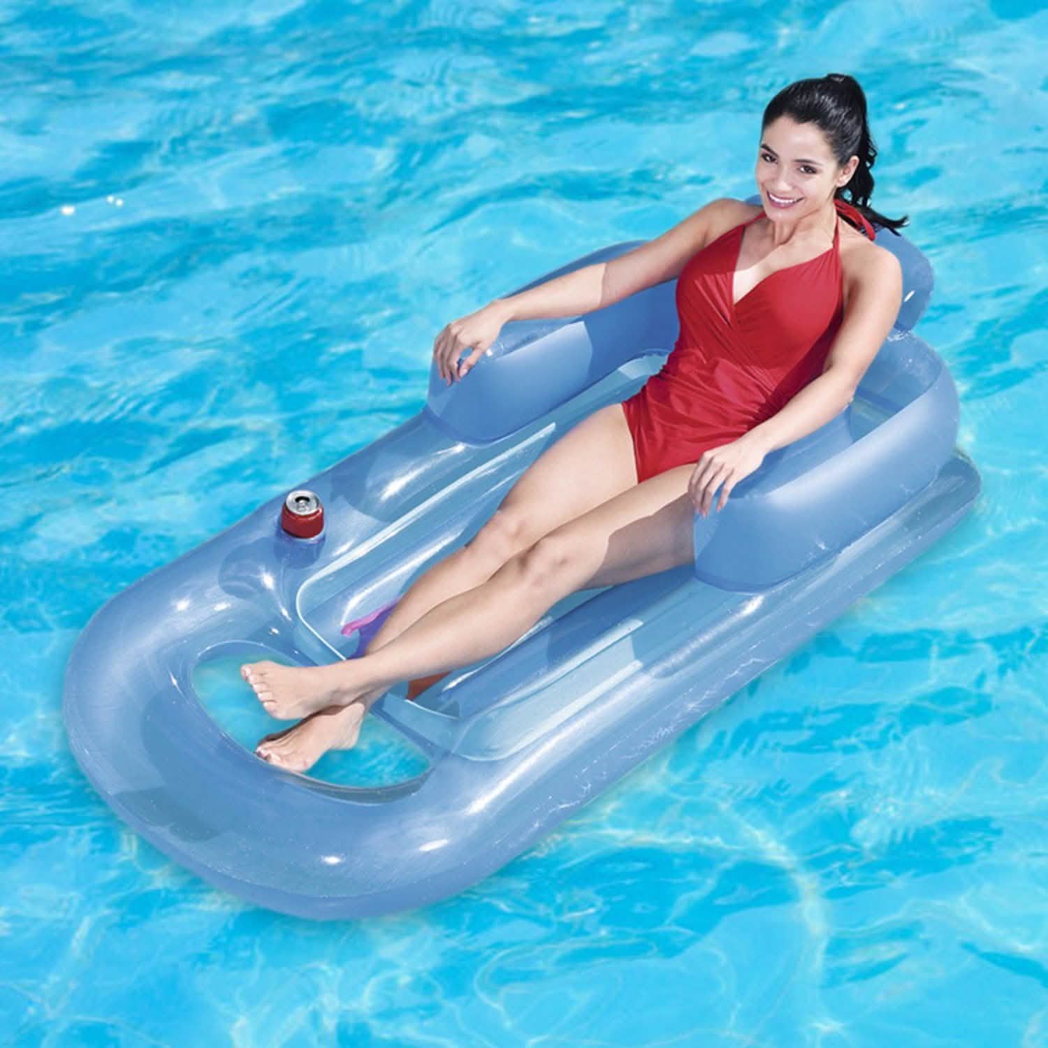 Bouée gonflable de 150 cm avec appui-tête, accoudoirs et porte-gobelet