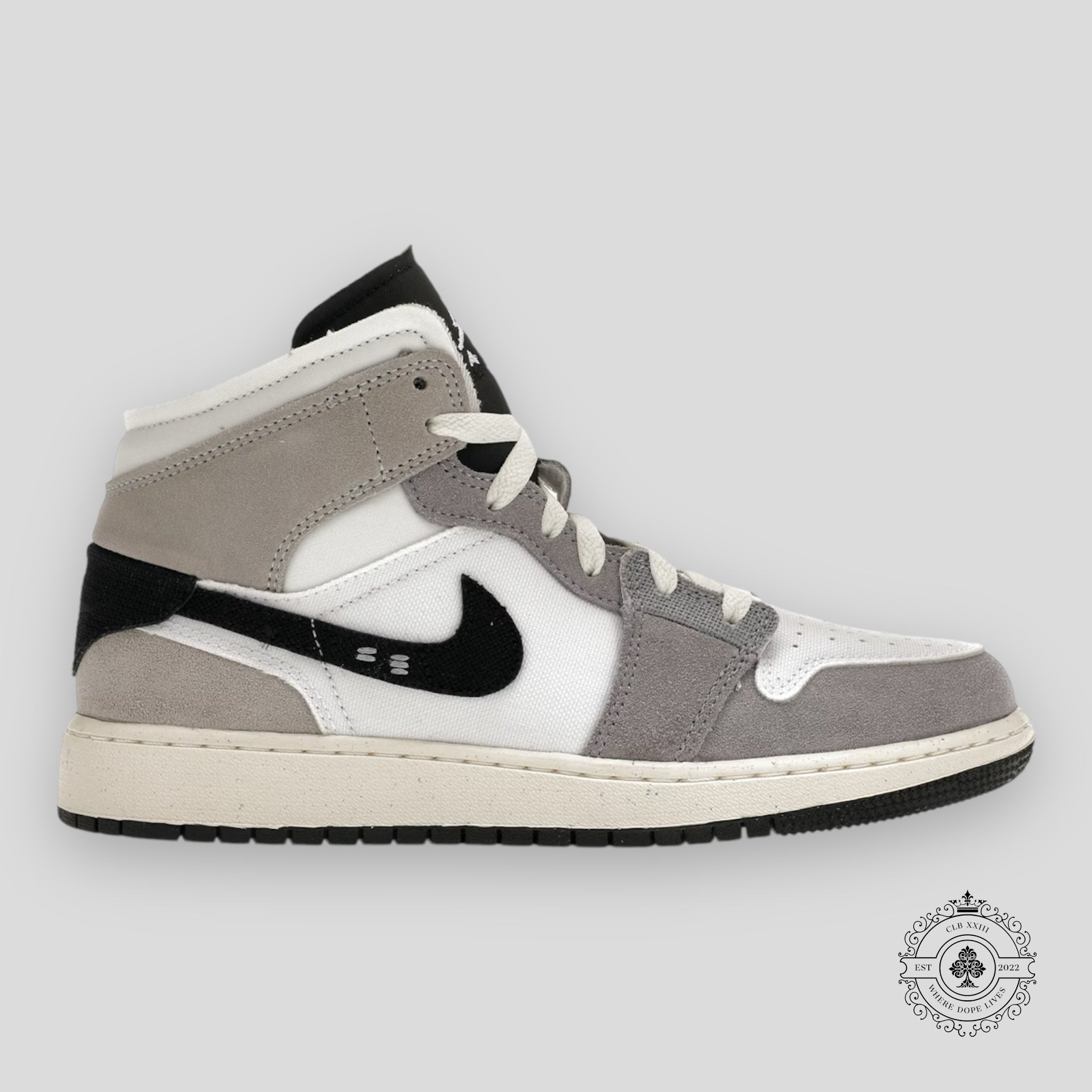 Air Jordan 1 Mid SE Craft Blanc Ciment Gris Noir