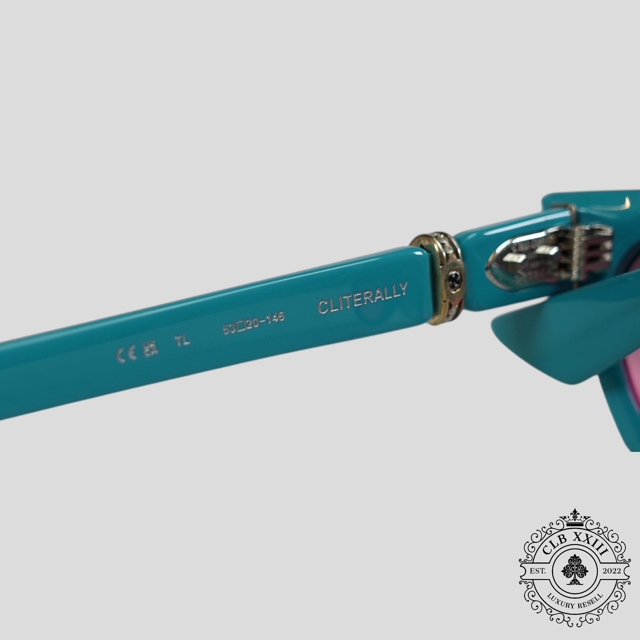 Lunettes Chrome Hearts Cliterally ornées de diamants en bleu/argent
