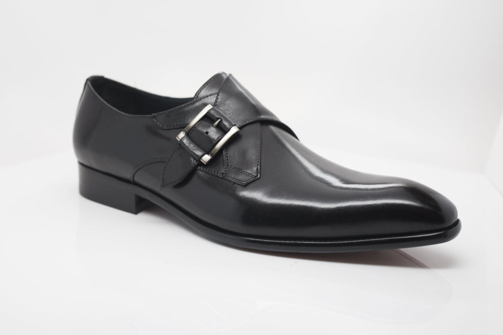 Carrucci Monkstrap Calfskin Shoes - Black