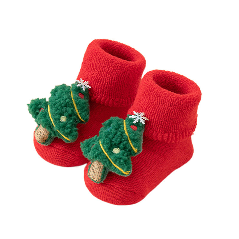 Chaussettes Bébé Noël Nouveau-né Pour Garçons/Filles Chaussettes de Sol de Noël Antidérapantes Chaussettes Premiers Pas Pour Bébé Enfants