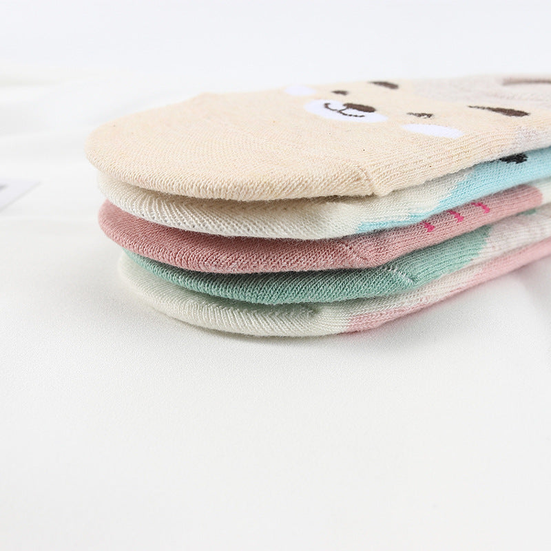5 paires de chaussettes bateau en coton pour femmes, motif animal mignon, style coréen, chat, chien, panda, coupe basse, socquettes courtes