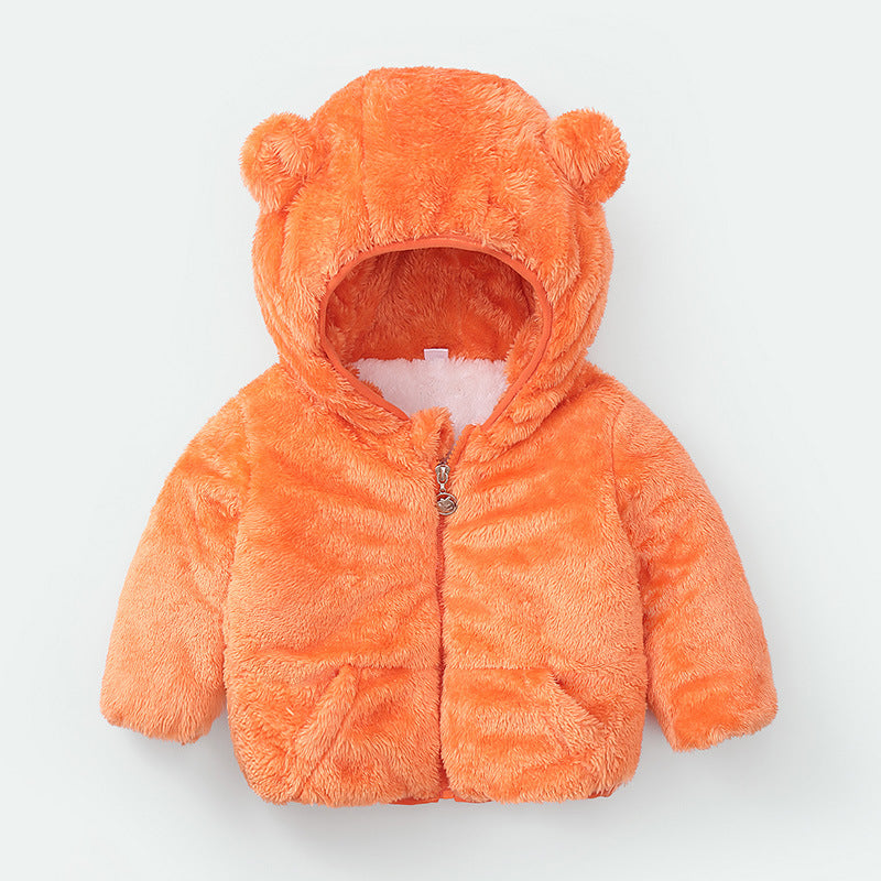 Pull polaire d'hiver moderne pour enfants, veste à capuche pour garçons et filles, manteau chaud pour bébé avec oreilles d'ours