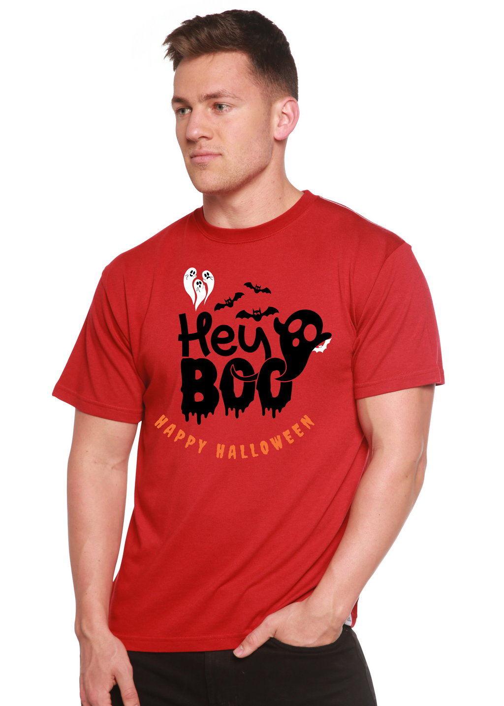 T-shirt graphique à manches courtes pour homme en viscose de bambou et coton biologique Hey Boo
