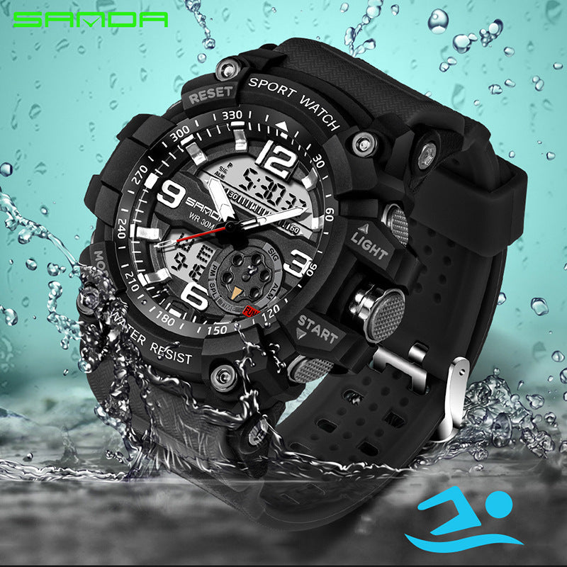 Nouvelle Montre Sport Analogique-Numérique Pour Hommes et Femmes Étanche 50M Professionnelle Quartz Grand Cadran Montre-Bracelet Militaire Avec Mode Nuit