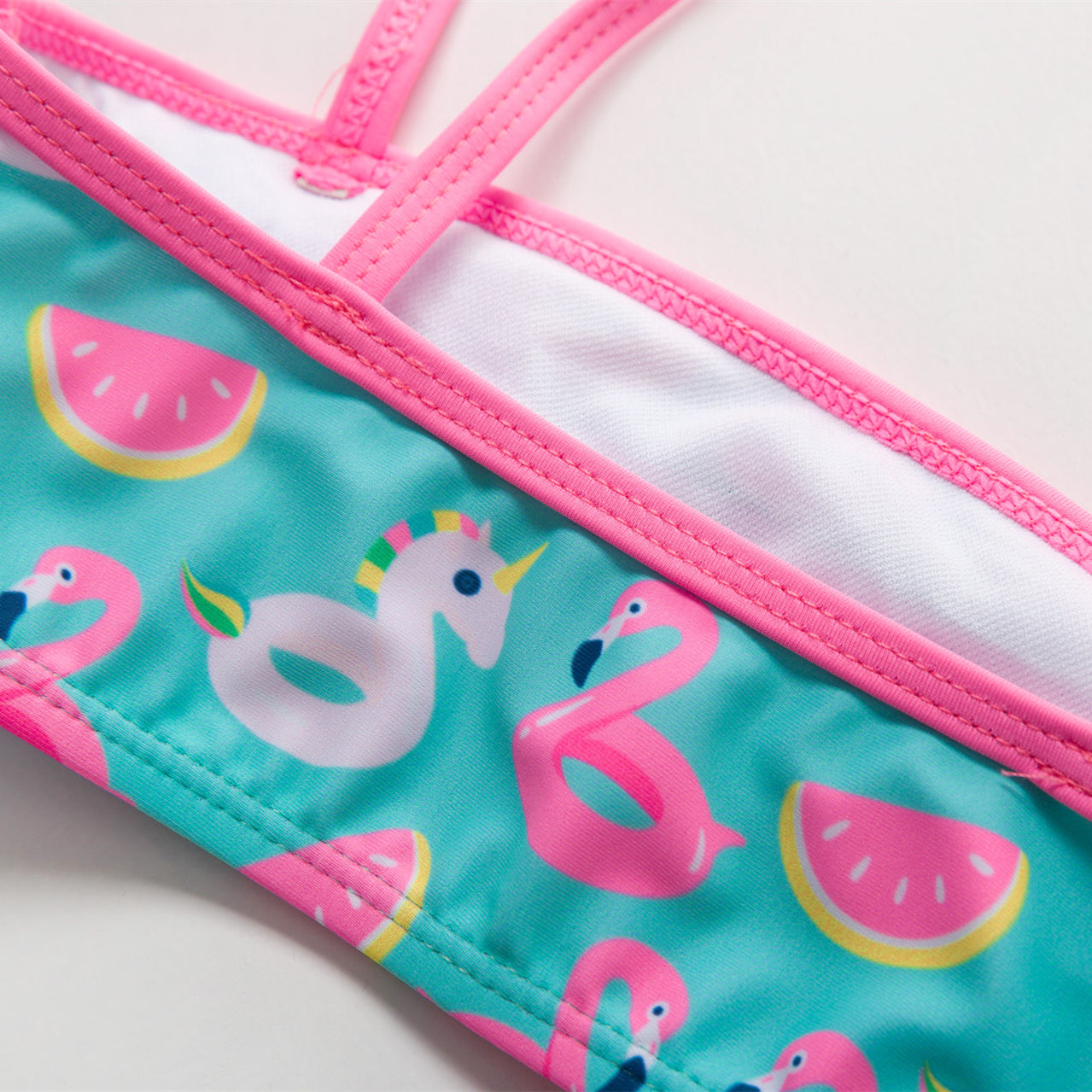 3-16 ans Maillot de bain deux pièces pour filles Motif dessin animé Volants Maillot de bain Bikini Set Épaule unique Tenue de plage Princesse Deux pièces Maillot de bain Maillot de bain enfant Filles Maillot de bain Bikini Set