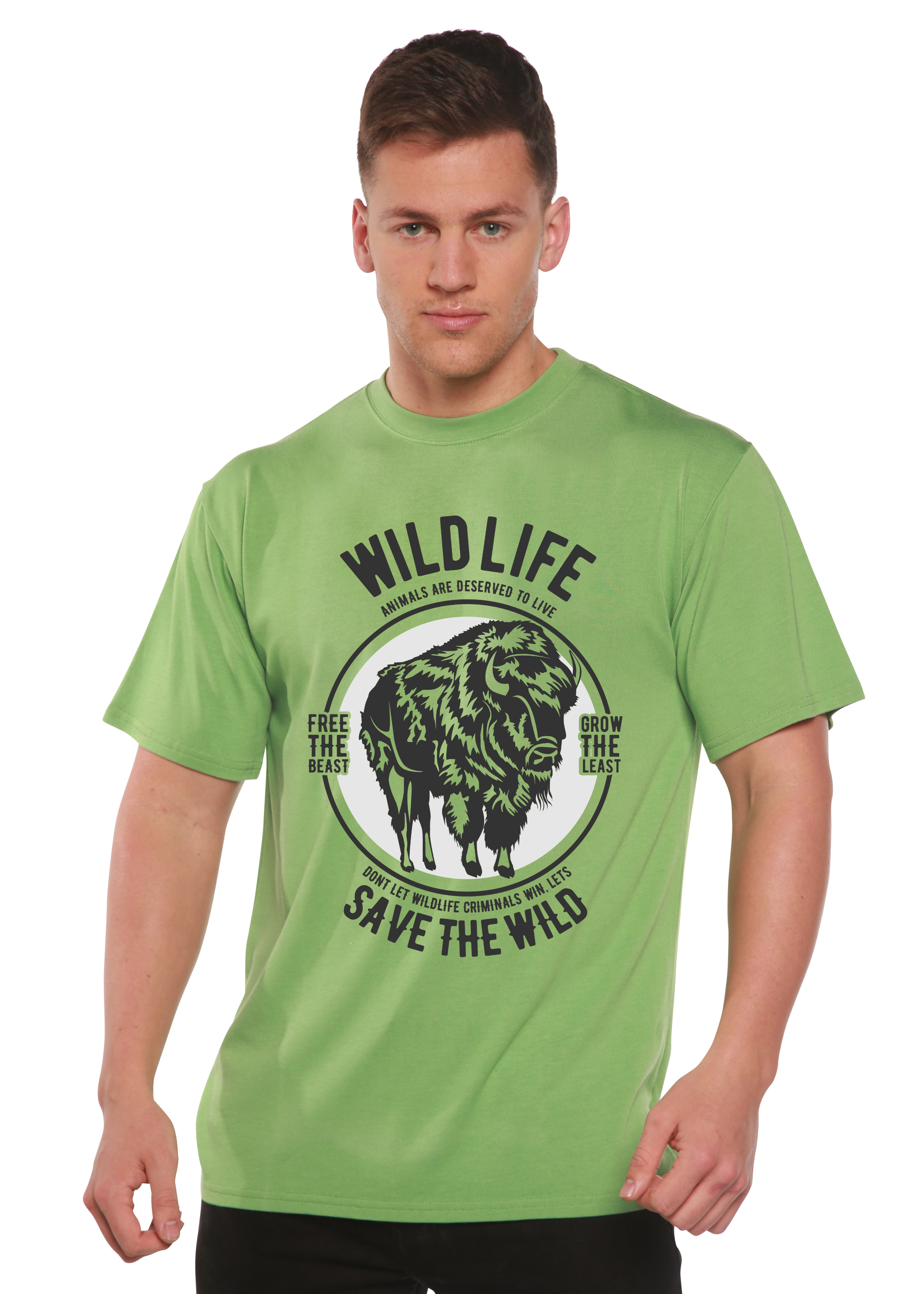 T-shirt à manches courtes à motif en viscose de bambou/coton biologique Wild Life Spun Bamboo® pour homme