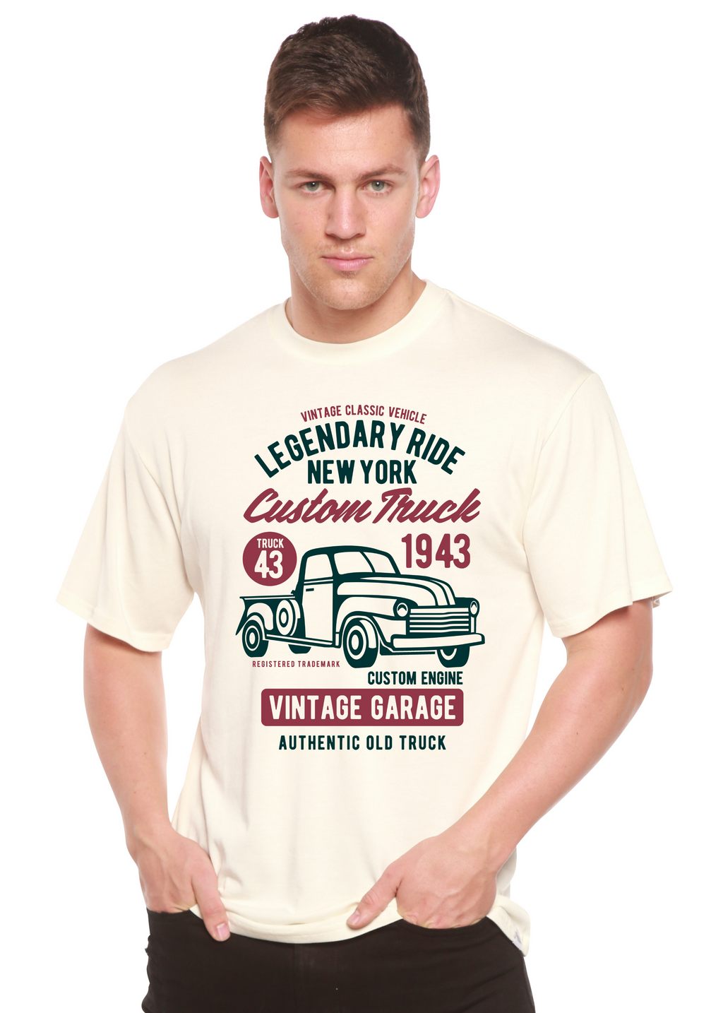 T-shirt graphique Legendary Ride à manches courtes pour homme en bambou, viscose et coton biologique