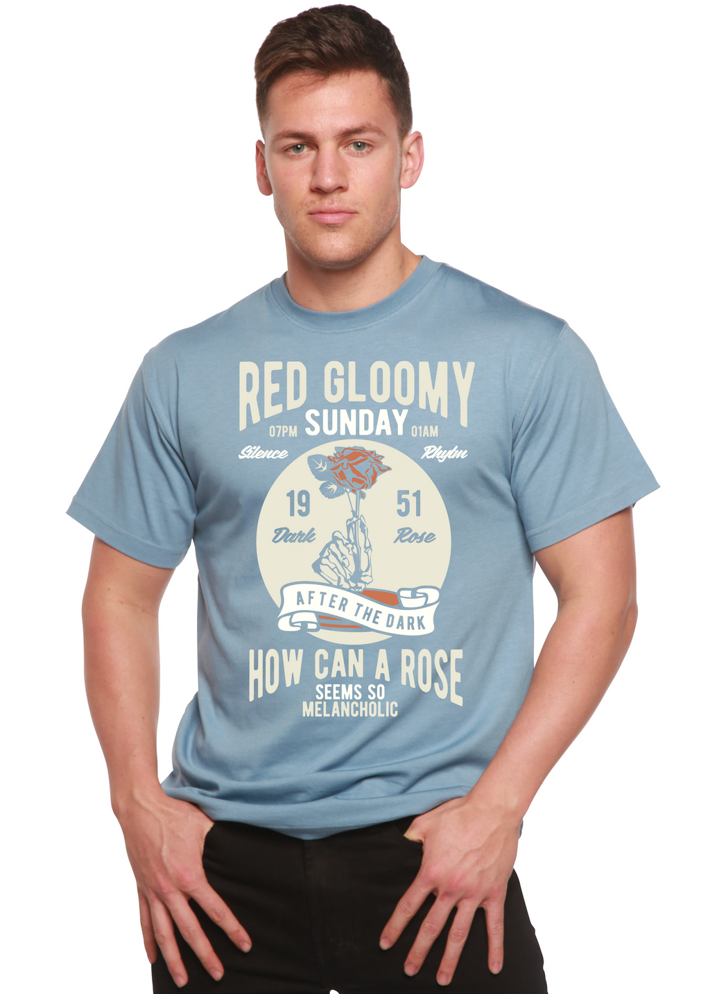 T-shirt à manches courtes Red Gloomy Spun Bamboo® en viscose de bambou et coton biologique pour homme