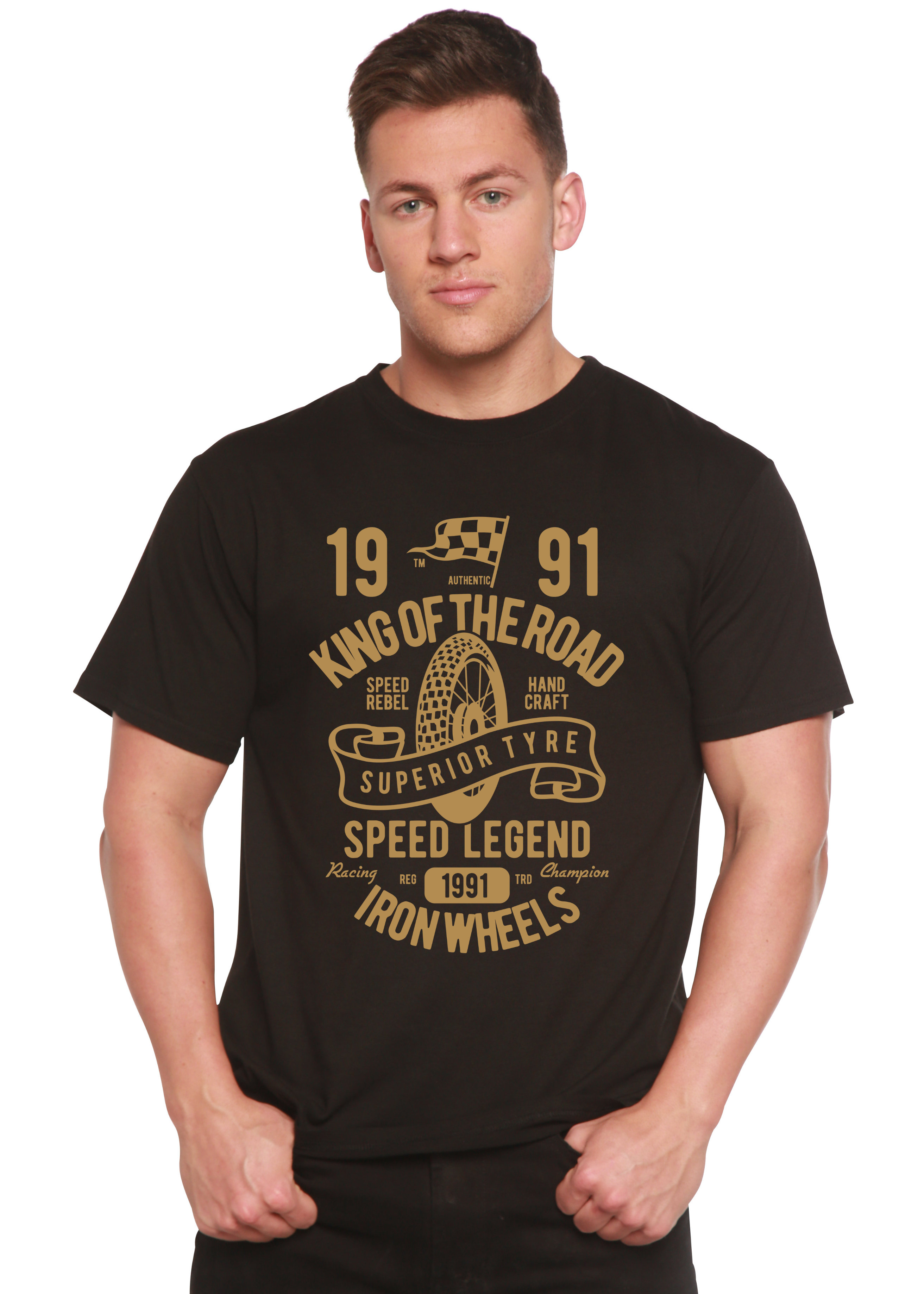T-shirt à manches courtes et motif en bambou et coton bio Superior Type Spun Bamboo® pour homme