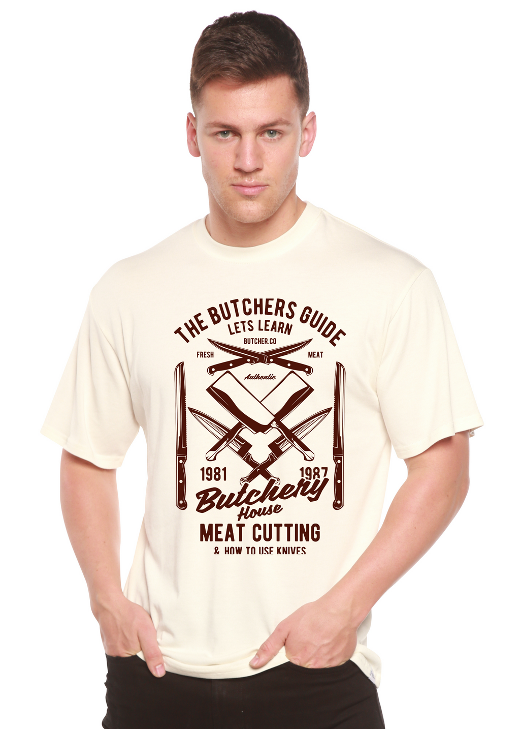T-shirt graphique à manches courtes en viscose de bambou et coton biologique Butchery House pour homme