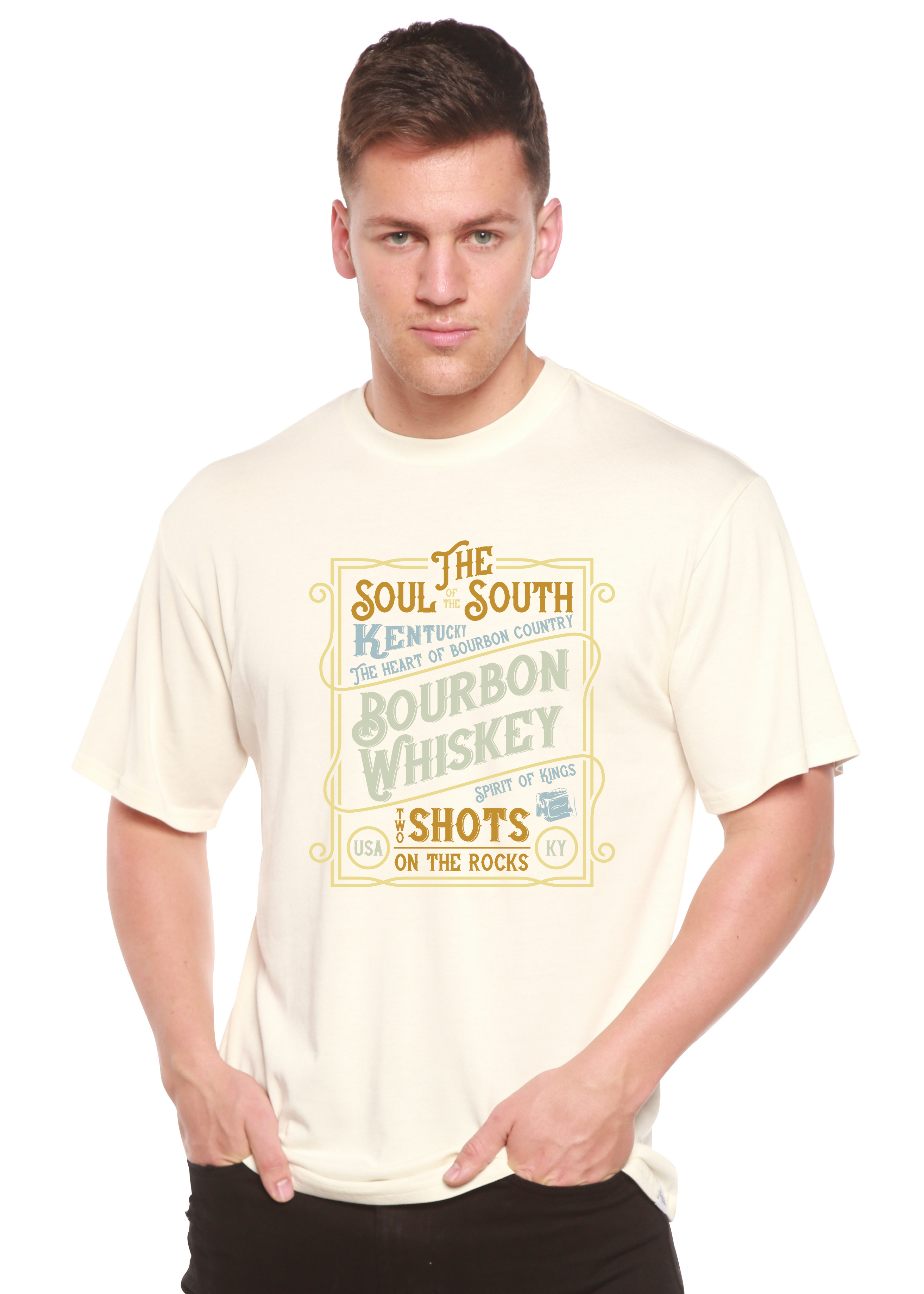T-shirt graphique à manches courtes en viscose de bambou et coton biologique pour homme - Bourbon Whiskey