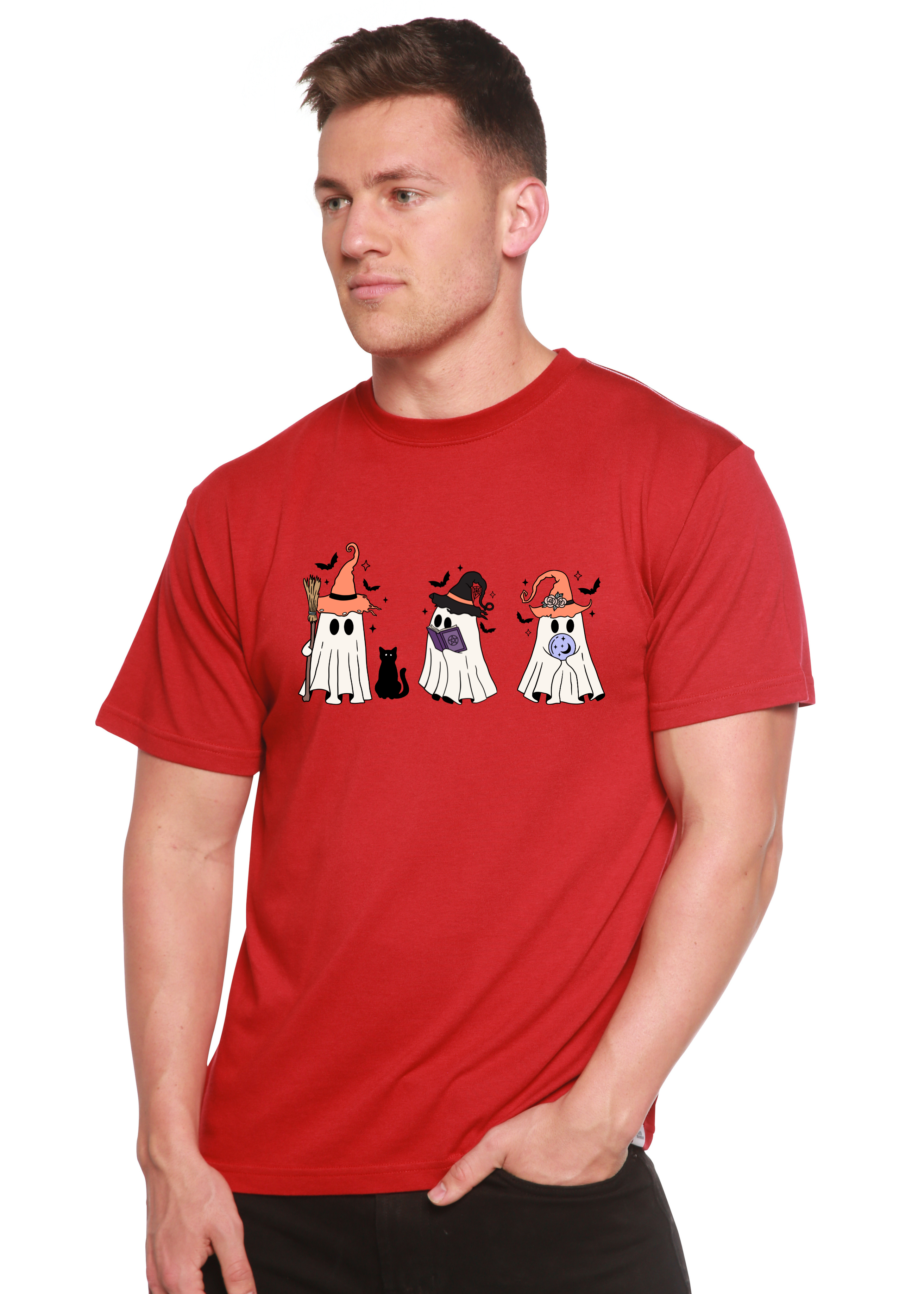 T-shirt graphique à manches courtes Halloween Boo pour homme en bambou viscose/coton biologique