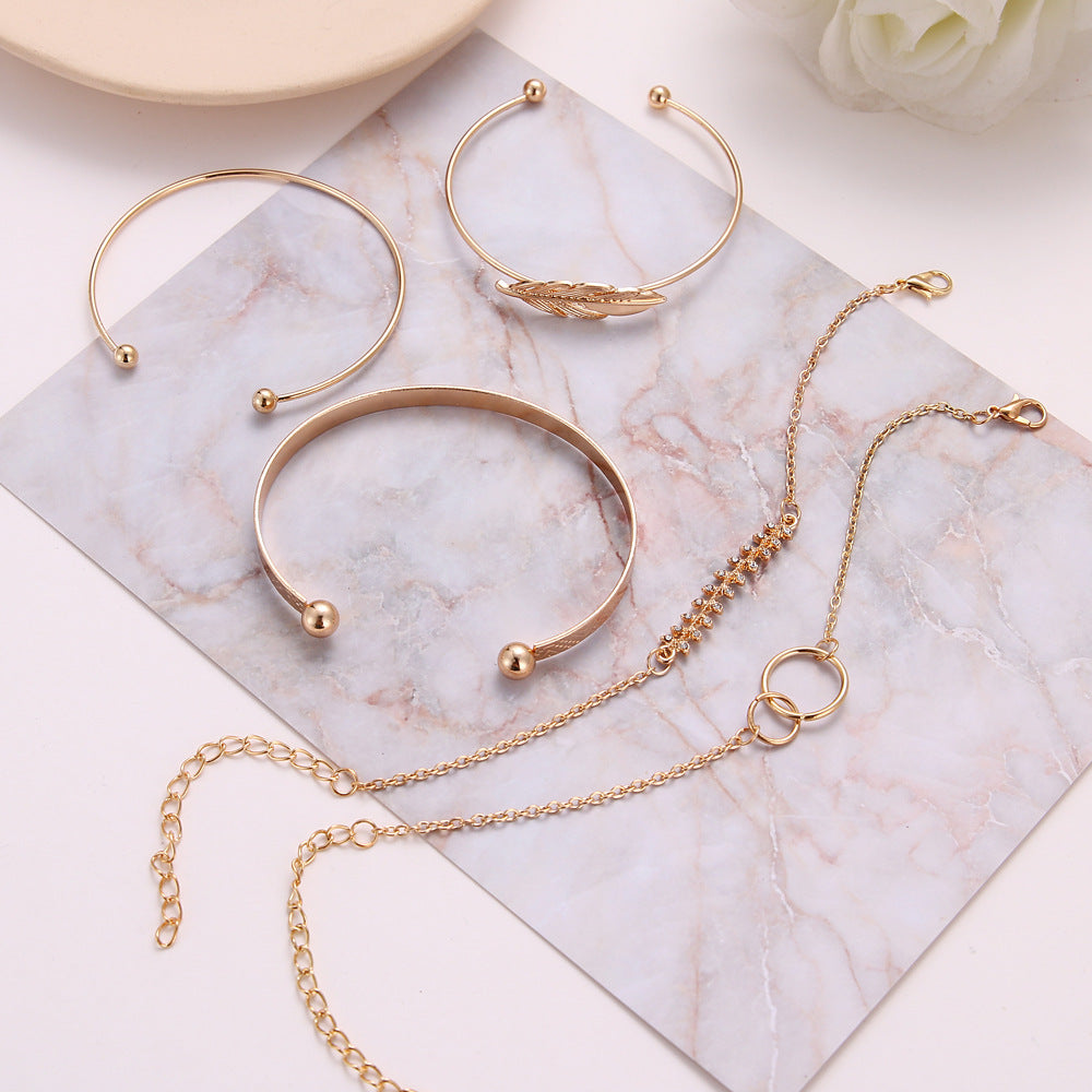 Lot de 5 bracelets de luxe modernes en or et cristal pour femmes, style punk bohème, cadeau de bijoux de plage