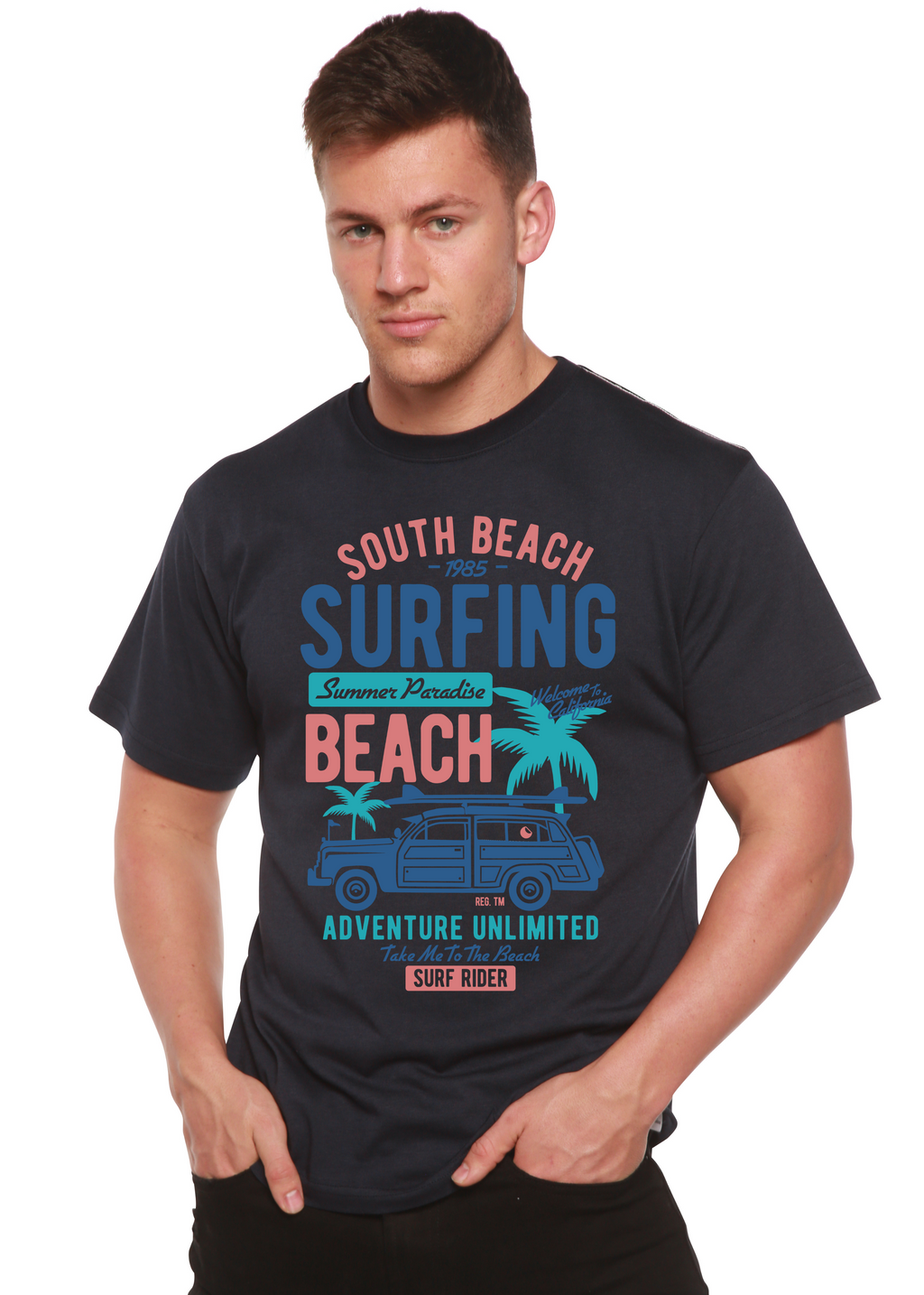 T-shirt graphique South Beach en bambou filé® pour homme en viscose de bambou/coton biologique à manches courtes