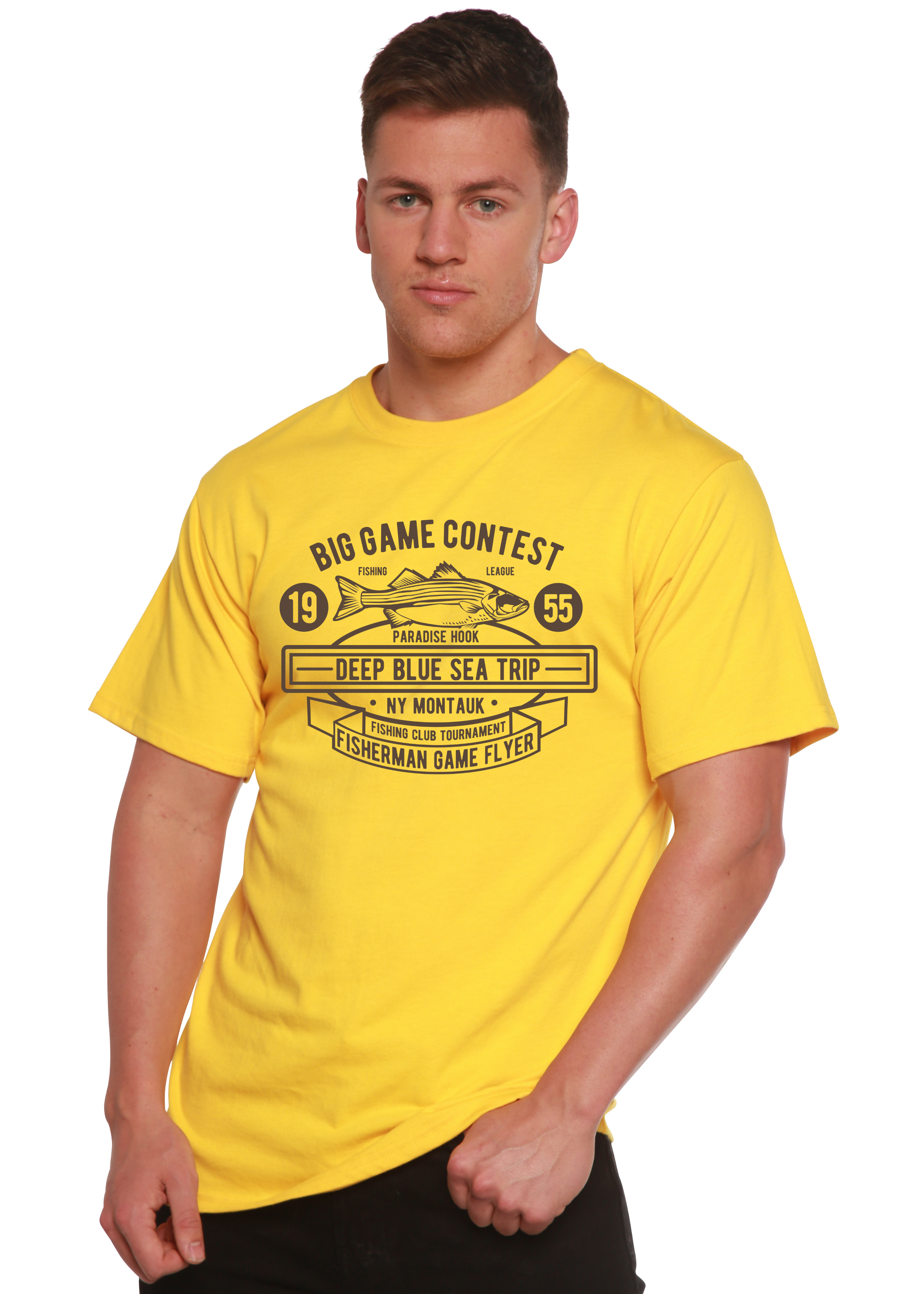 T-shirt à manches courtes avec motif imprimé en viscose de bambou et coton biologique pour homme - Concours Big Game