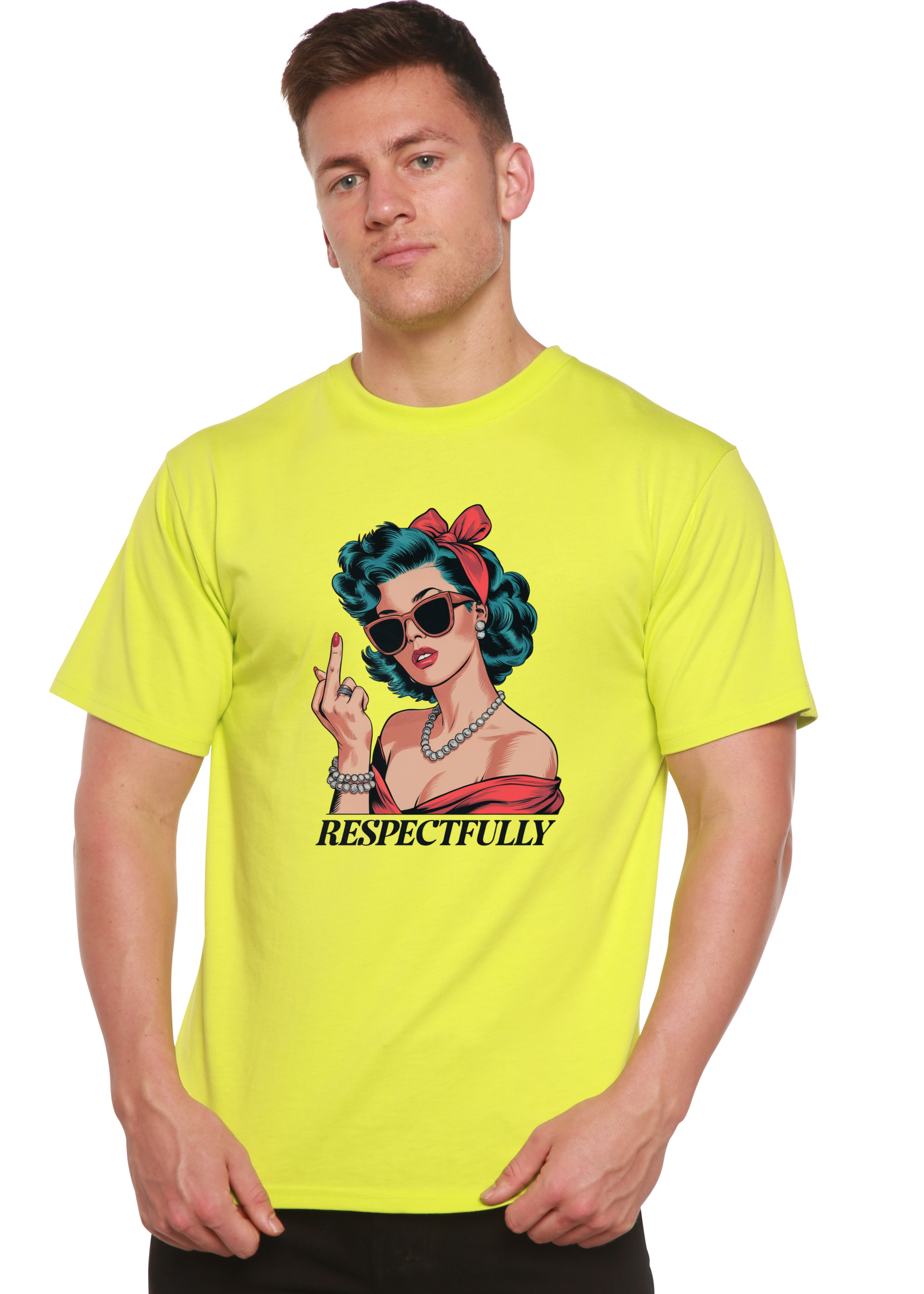 T-shirt unisexe en bambou et coton à motif « Respectfully Middle Finger »