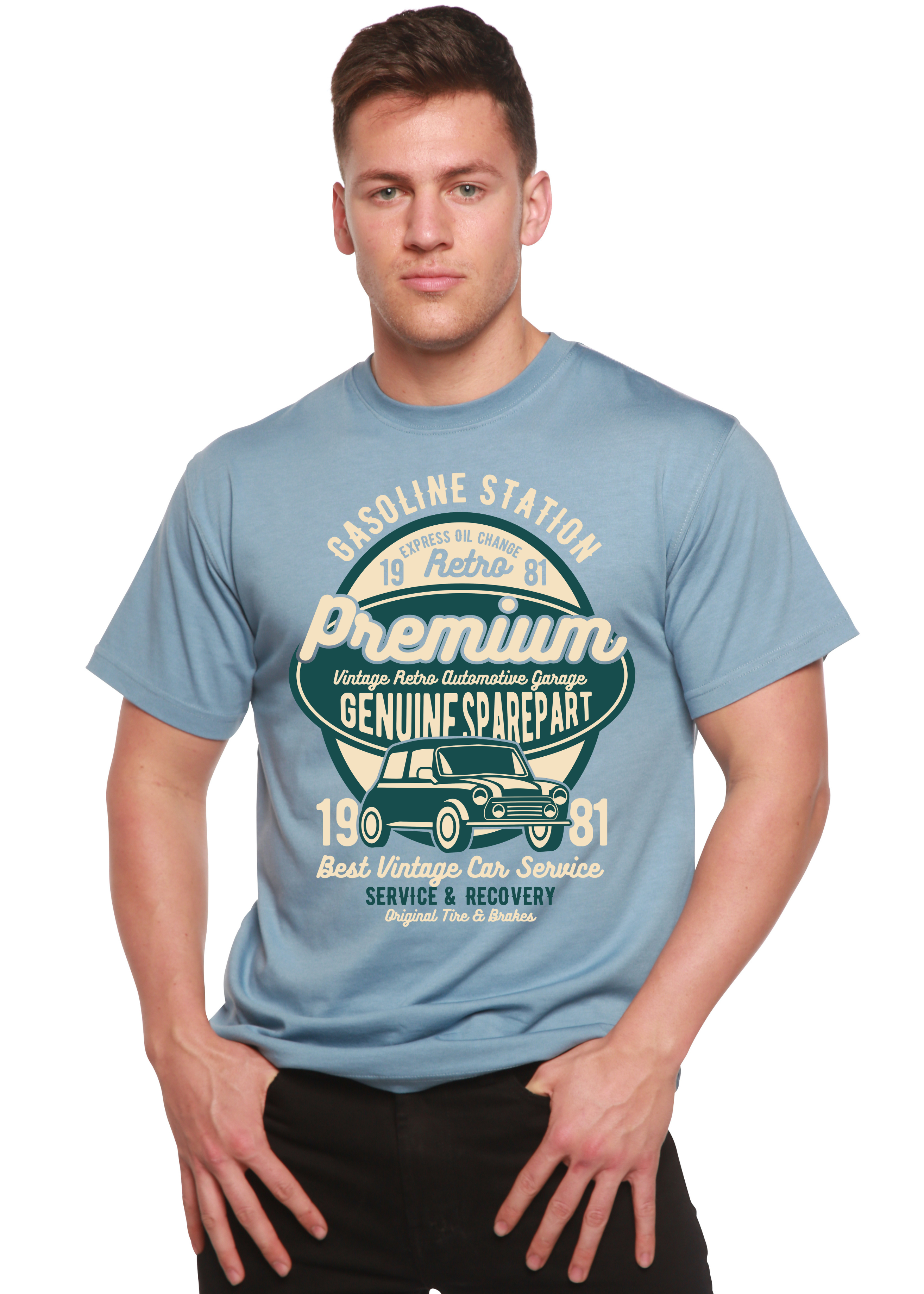 T-shirt graphique Premium Garage Spun Bamboo® à manches courtes en viscose de bambou/coton biologique pour homme