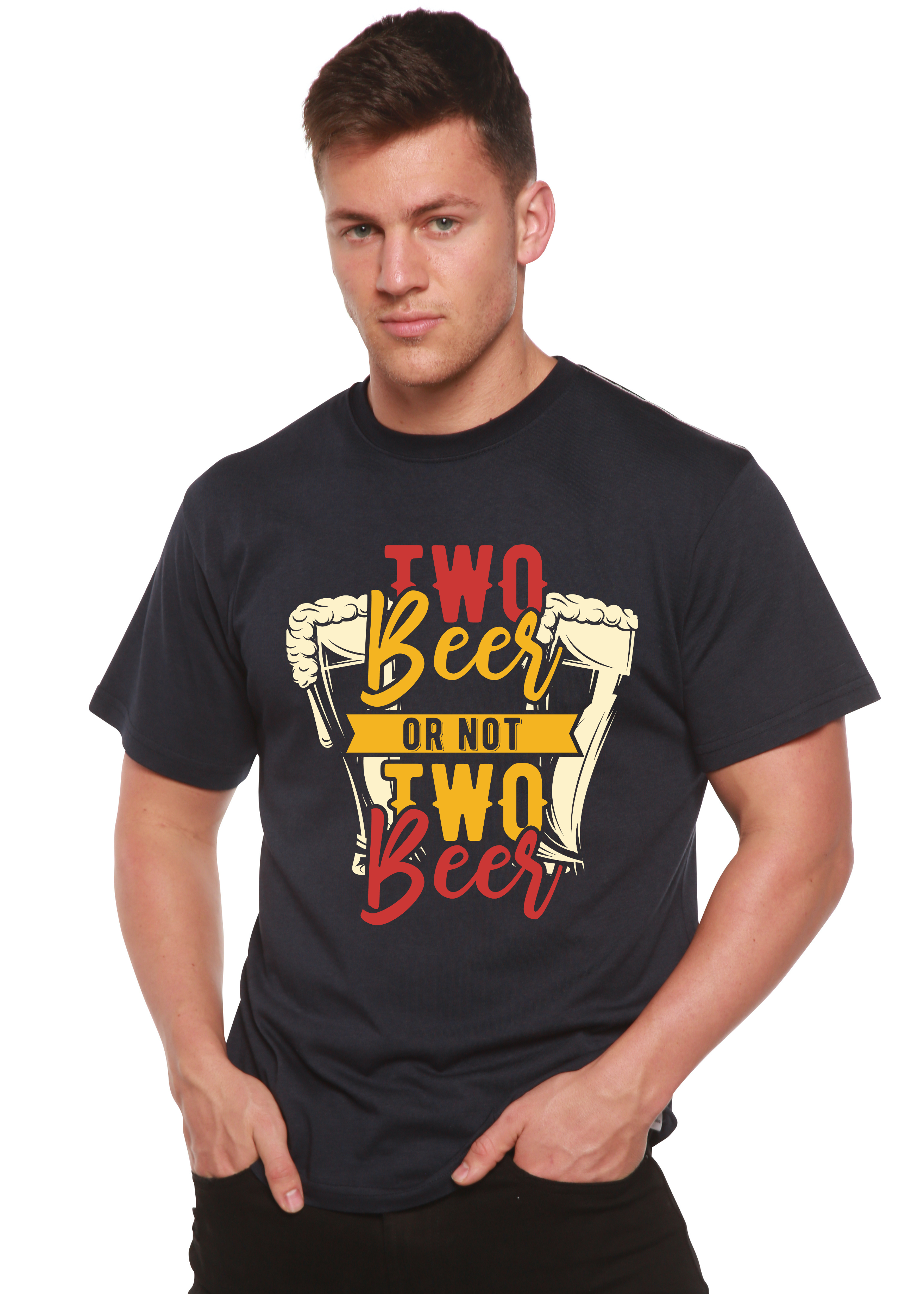 T-shirt graphique à manches courtes en viscose de bambou/coton biologique Two Beer Men
