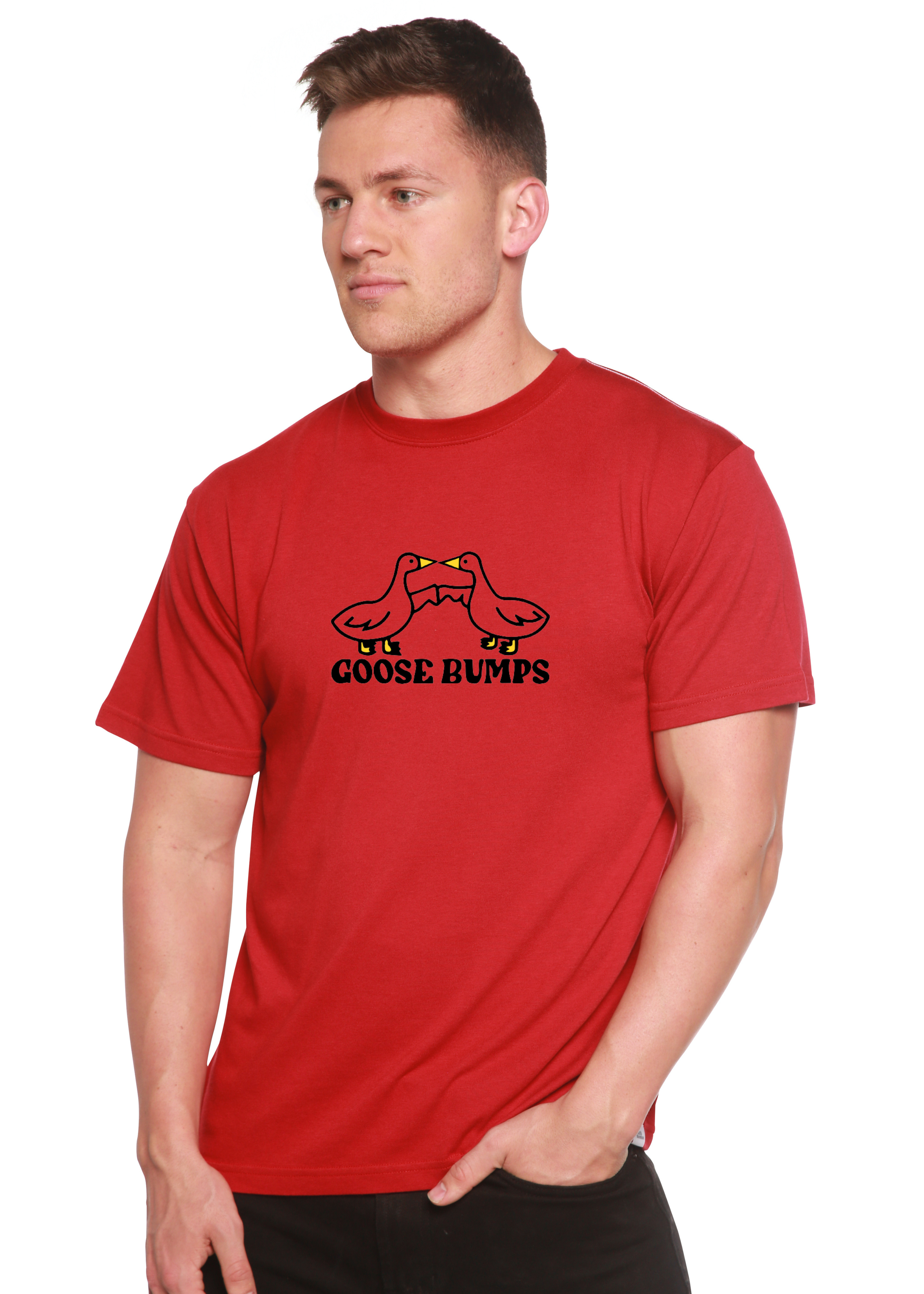 T-shirt à manches courtes en viscose de bambou et coton biologique avec motifs pour homme Goose Bumps