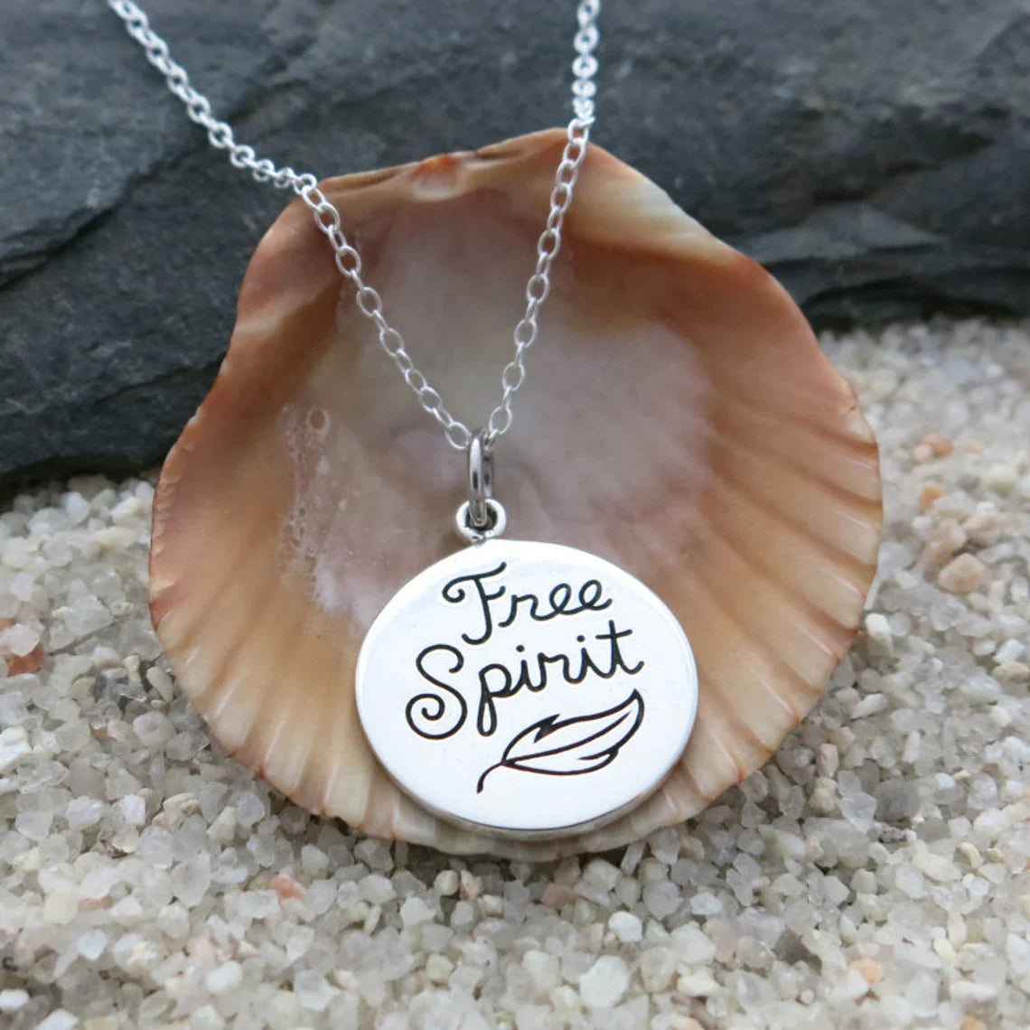 Collier Esprit Libre – Collier à breloque citation en argent sterling, cadeau inspirant