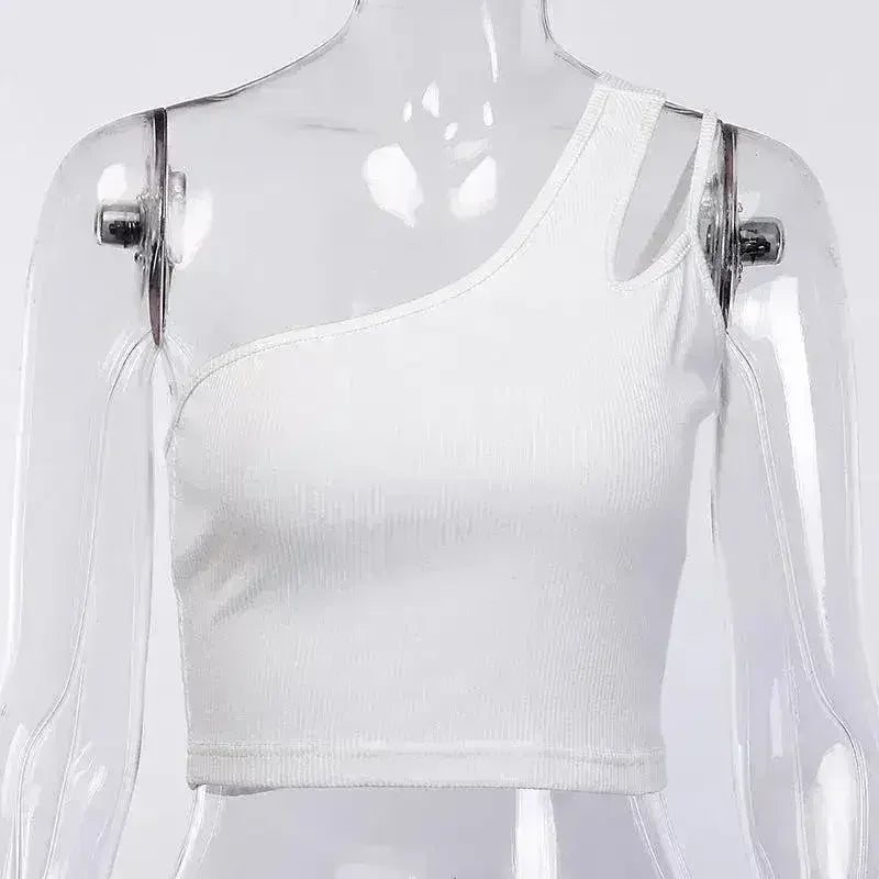 Haut court Glamaker asymétrique à cordon de serrage – moulant et sexy