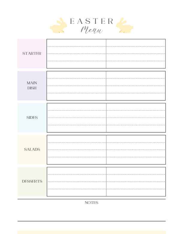 Printable Easter Planner – 40-Page Canva Template for Meals, Baskets, Egg Hunts & More