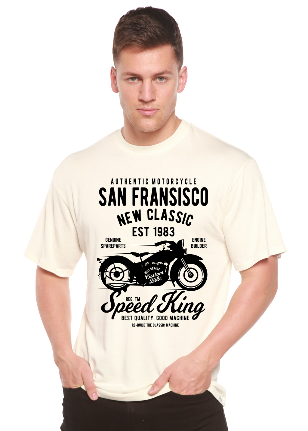 T-shirt à manches courtes San Francisco Spun Bamboo® en viscose de bambou/coton biologique pour homme avec motif graphique