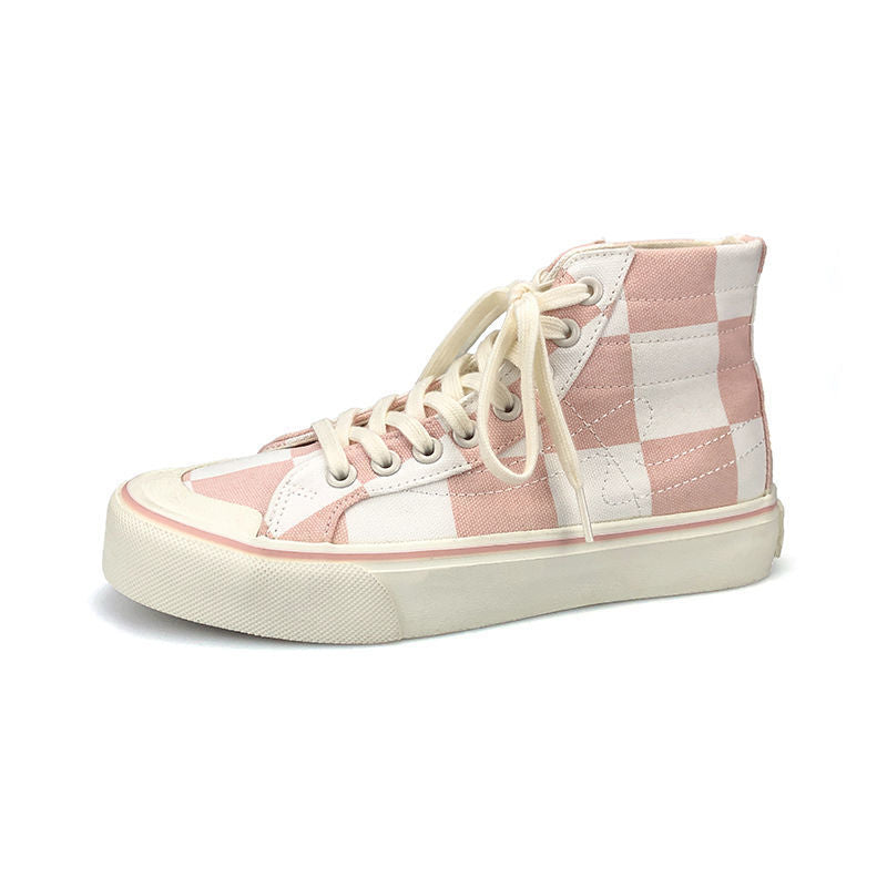 Baskets plates de luxe en toile rose pour femmes, nouvelles chaussures décontractées en toile de tennis et de basketball, baskets montantes tendance, chaussures de marche à enfiler, chaussures athlétiques pour la salle de sport, la course et le travail