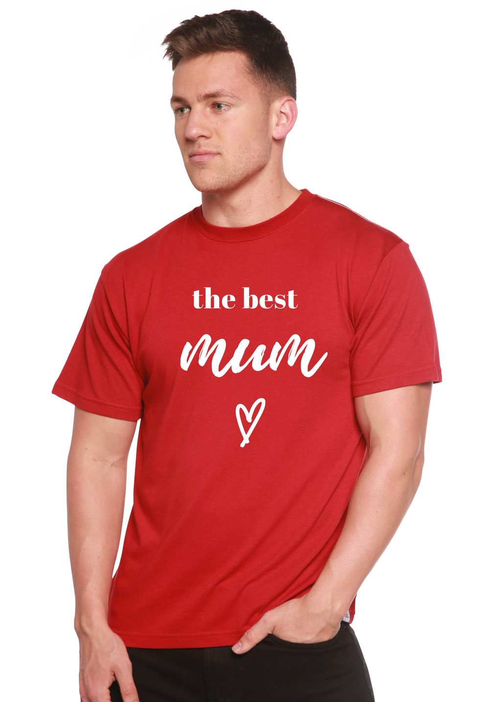 T-shirt unisexe en bambou-viscose/coton biologique à manches courtes avec motif "The Best Mum"