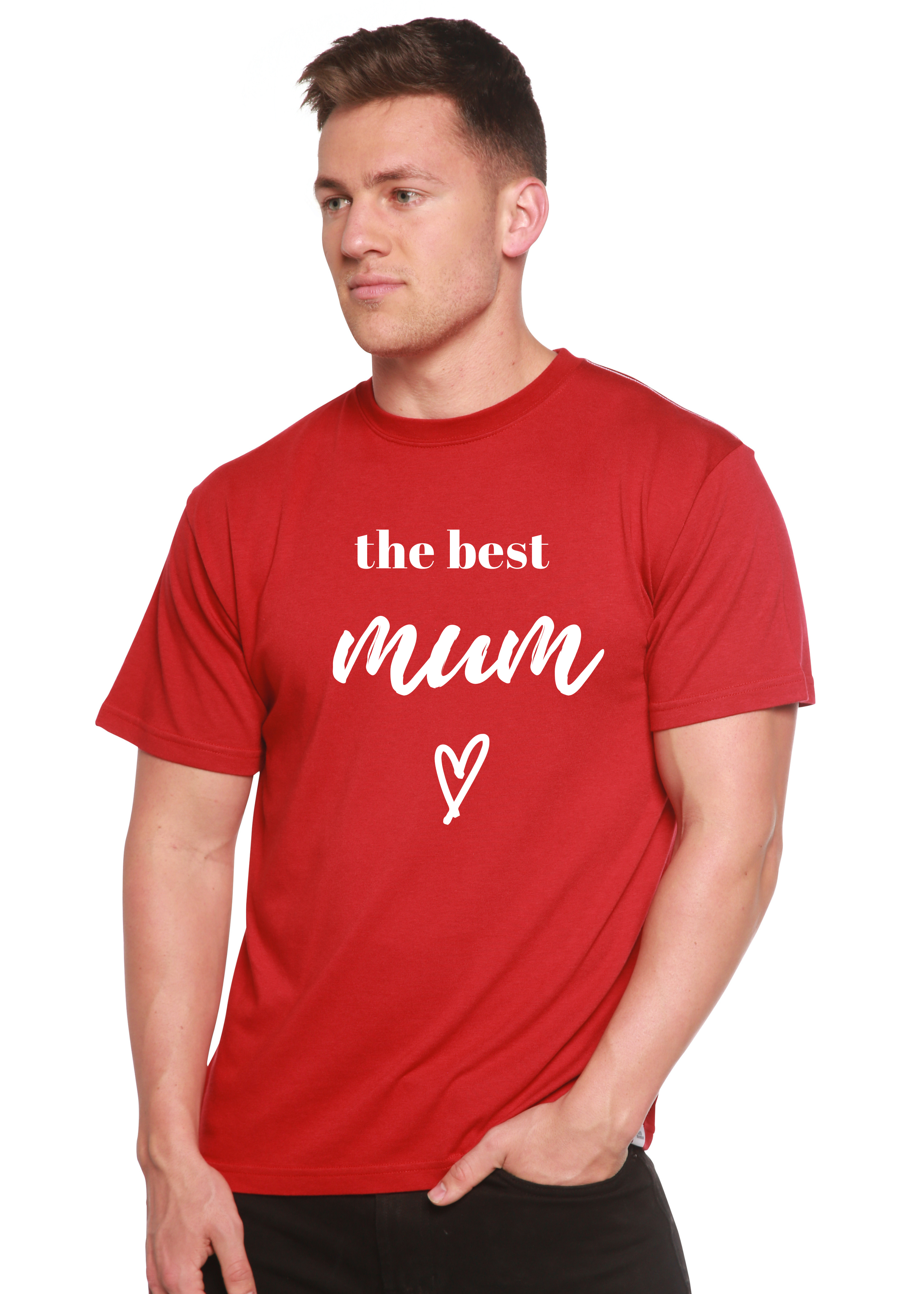 T-shirt unisexe en bambou-viscose/coton biologique à manches courtes avec motif "The Best Mum"