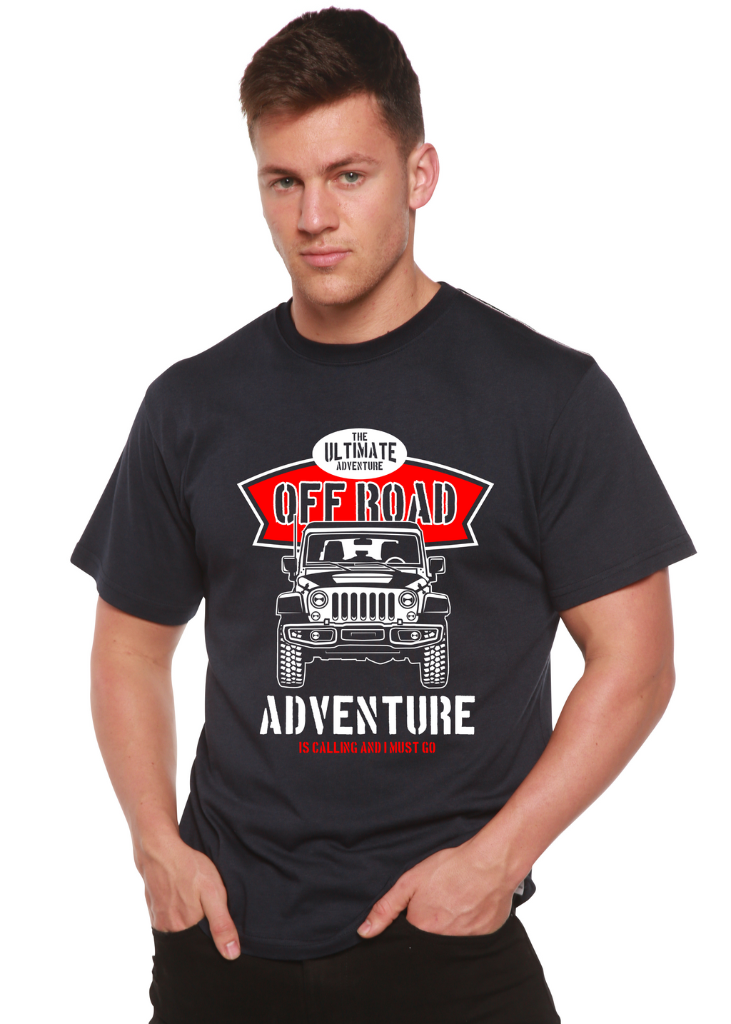 T-shirt graphique Off Road Spun Bamboo® à manches courtes en viscose de bambou/coton biologique pour homme