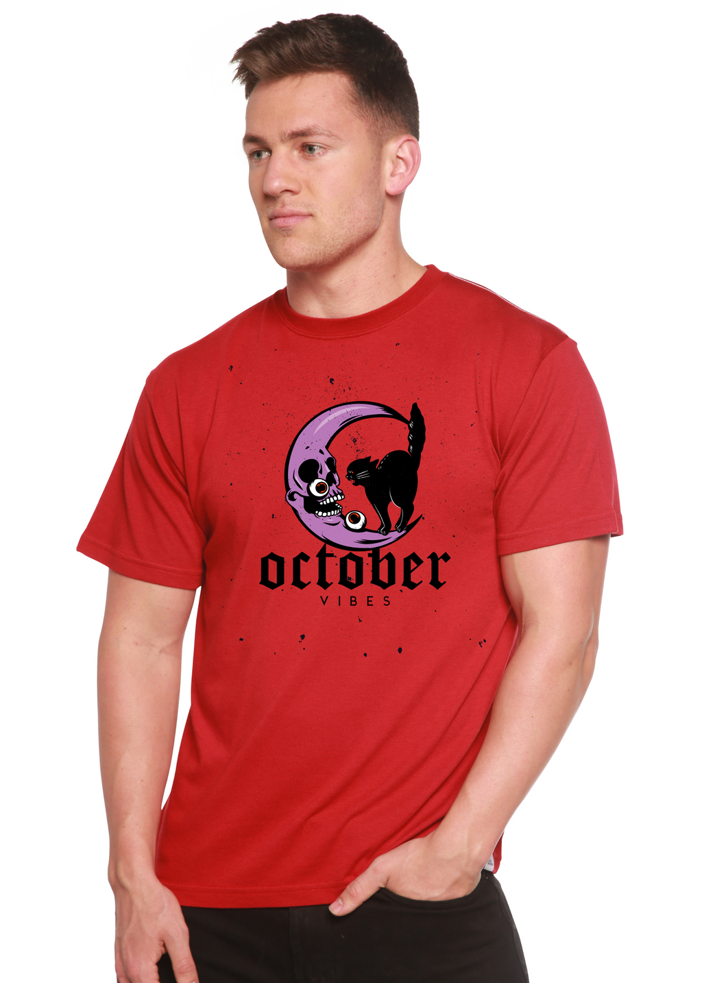 T-shirt graphique à manches courtes en viscose de bambou et coton biologique pour homme - Ambiance d'octobre