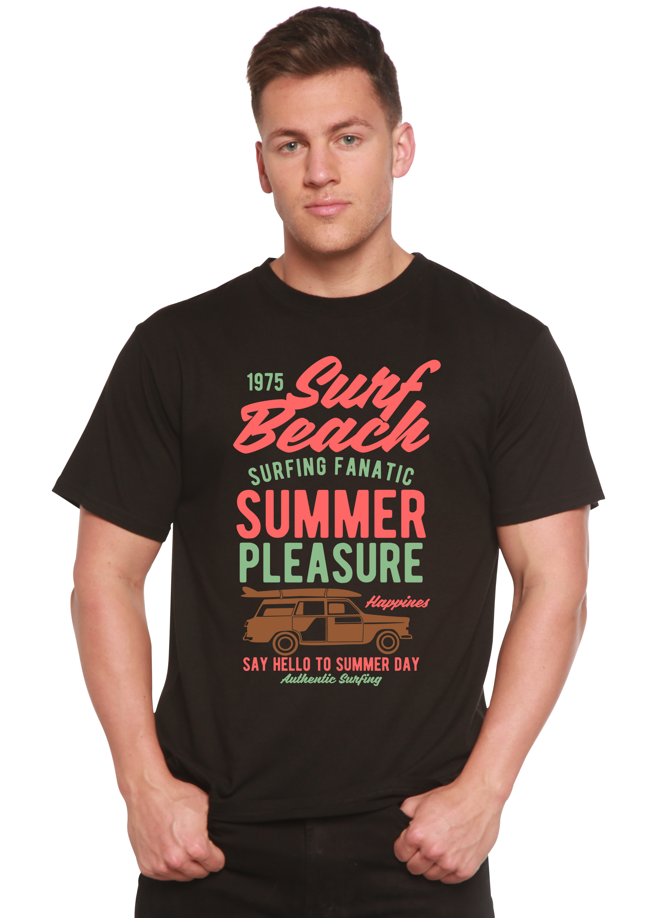 T-shirt graphique à manches courtes en viscose de bambou/coton biologique Surf Beach Spun Bamboo® pour homme