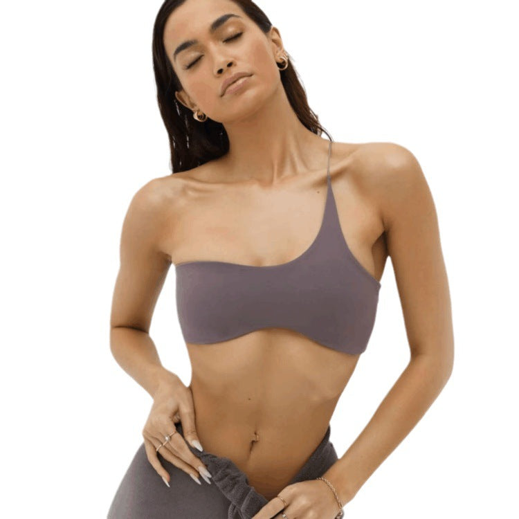Haut de maillot de bain asymétrique pour femme, style vintage, rayé, noué, avec une épaule dénudée, haut court, séparé, une pièce, pour l'été, noir