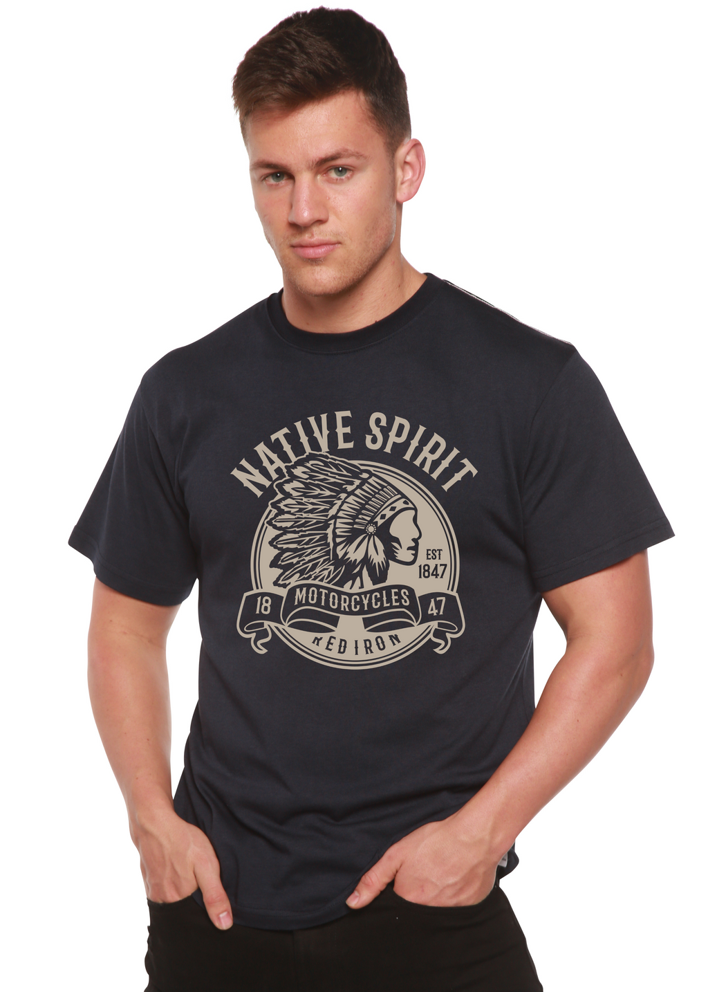 T-shirt graphique à manches courtes en viscose de bambou/coton biologique pour homme Native Spirit Spun Bamboo®
