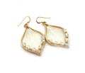 White Woven Thread and Crystal Beaded Earrings