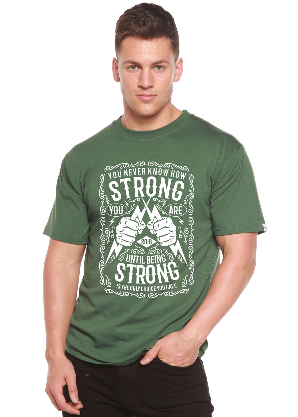T-shirt graphique Strong Spun Bamboo® à manches courtes en viscose de bambou/coton biologique pour homme